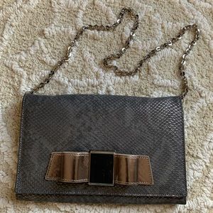 Ivanka Trump Pewter Snakeskin Wristlet Clutch